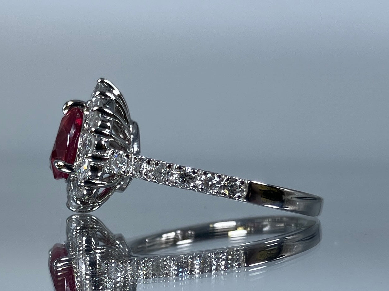 ルビー 1.03ct 非加熱 No heat GIA鑑別書 D0.70ct PT900 5.2g 指輪 （JP9号） サイズ直し無料 8389K
