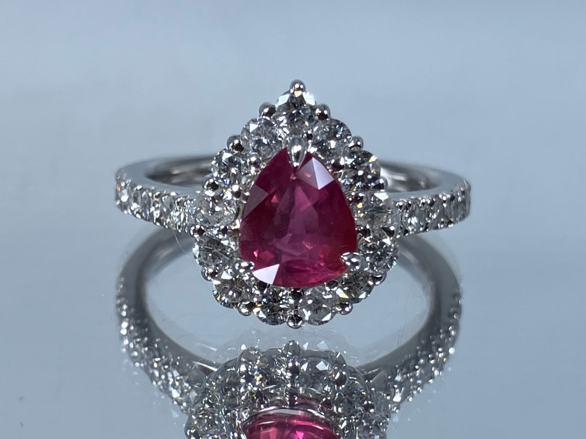 ルビー 1.03ct 非加熱 No heat GIA鑑別書 D0.70ct PT900 5.2g 指輪 （JP9号） サイズ直し無料 8389K