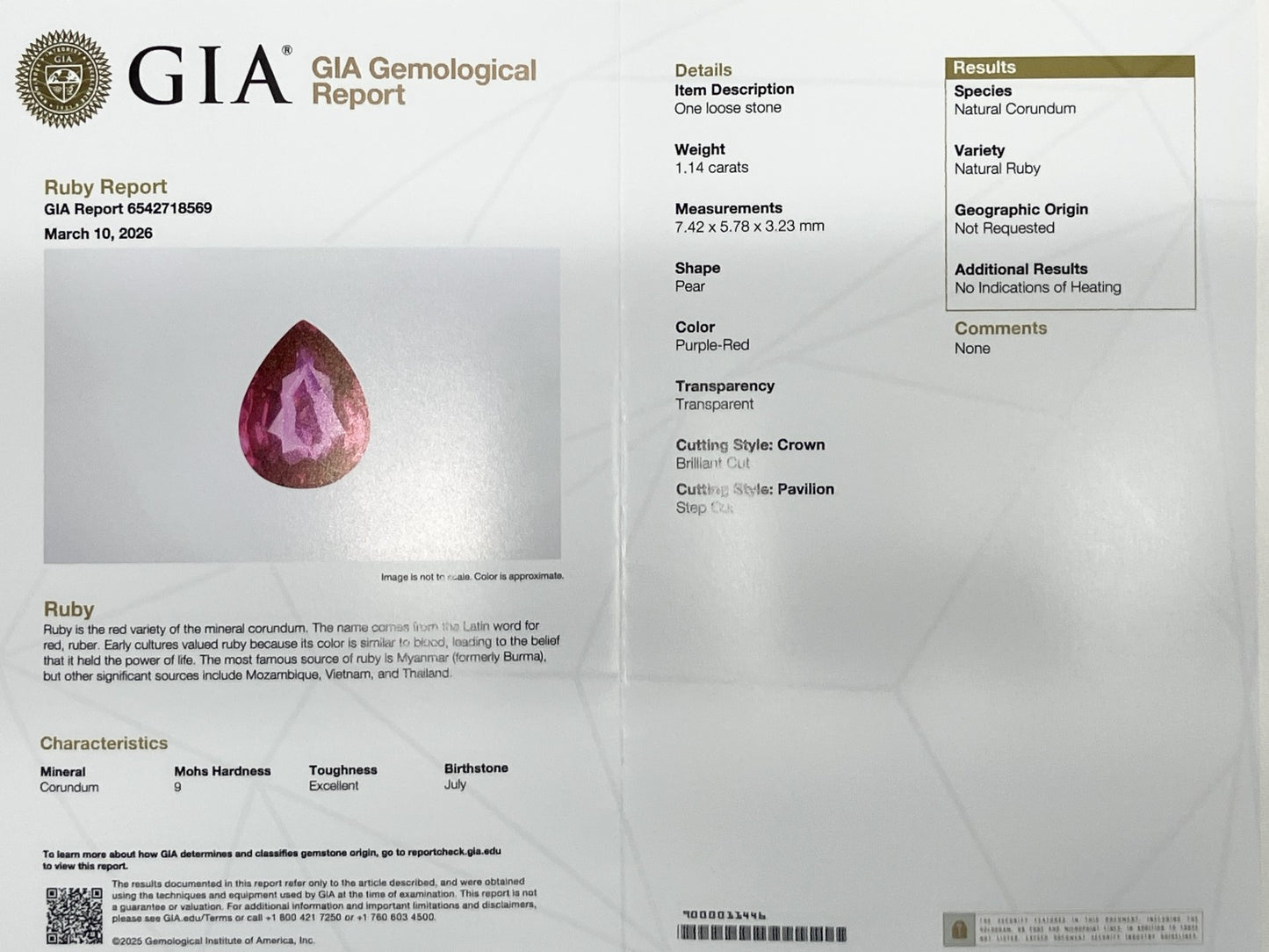 ルビー 1.14ct 非加熱 No heat GIA鑑別書 D0.70ct PT900 5.4g 指輪 （JP9号） サイズ直し無料 8384K