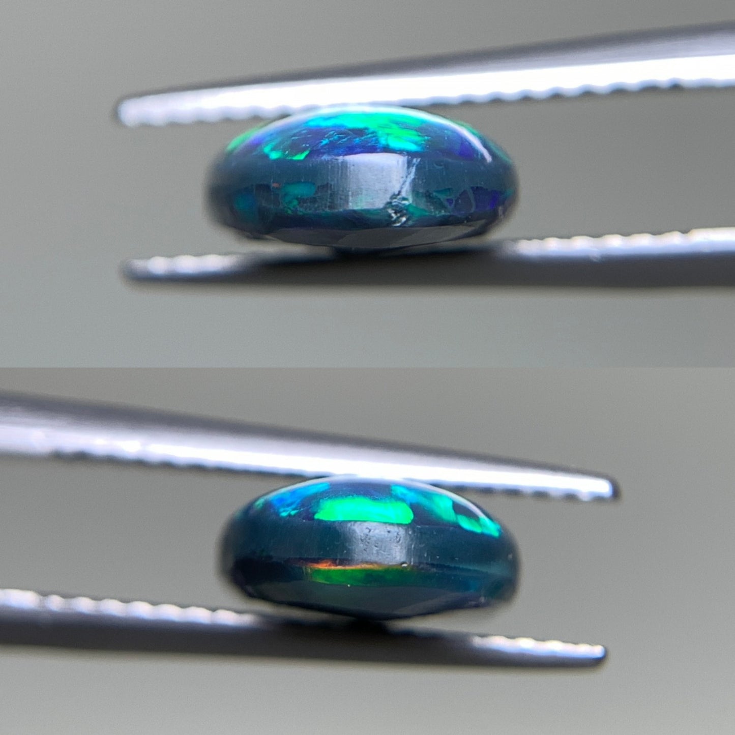 ブラックオパール (両面遊色) 天然  4.102ct  カン有り 中央宝石ソーティング付き  16.7㎜×9.1㎜×4.2㎜   ルース（ 裸石 ） 5566Y