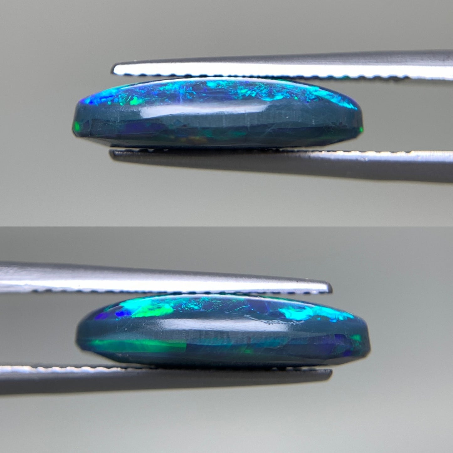ブラックオパール (両面遊色) 天然  4.102ct  カン有り 中央宝石ソーティング付き  16.7㎜×9.1㎜×4.2㎜   ルース（ 裸石 ） 5566Y