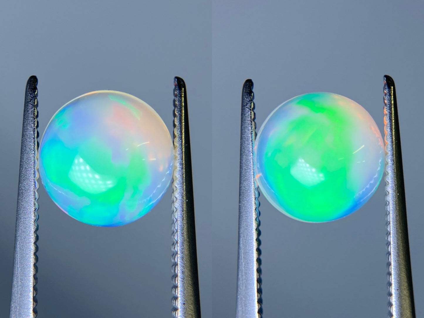 オパール（ペアセット） 1.498ct / 1.845ct 宝石鑑別書付き 7.8㎜×7.8㎜×4.3㎜ / 8.0㎜×8.1㎜×5.2㎜ ルース（ 裸石 ） 3504S