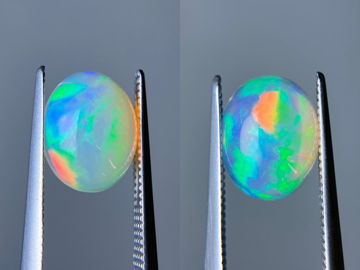 オパール（ペアセット） 1.639ct / 1.734ct 宝石鑑別書付き 10.0㎜×7.9㎜×4.2㎜ / 10.1㎜×8.1㎜×4.5㎜ ルース（ 裸石 ） 3510S