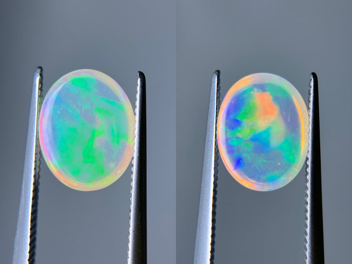 オパール（ペアセット） 1.639ct / 1.734ct 宝石鑑別書付き 10.0㎜×7.9㎜×4.2㎜ / 10.1㎜×8.1㎜×4.5㎜ ルース（ 裸石 ） 3510S