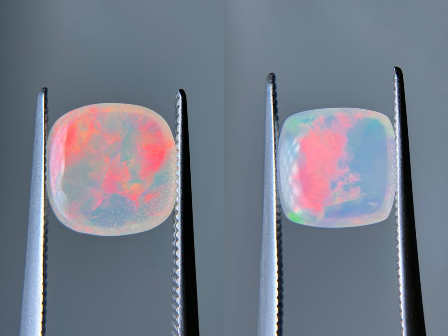 オパール（ペアセット） 1.612ct / 1.896ct 宝石鑑別書付き 9.1㎜×9.1㎜×4.0㎜ / 9.1㎜×9.1㎜×5.2㎜ ルース（ 裸石 ） 3516S