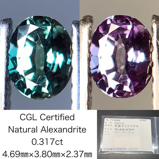 アレキサンドライト 天然 0.317ct 中央宝石ソーティング付き 4.69㎜×3.80㎜×2.37㎜ ルース（ 裸石 ） 7275Y