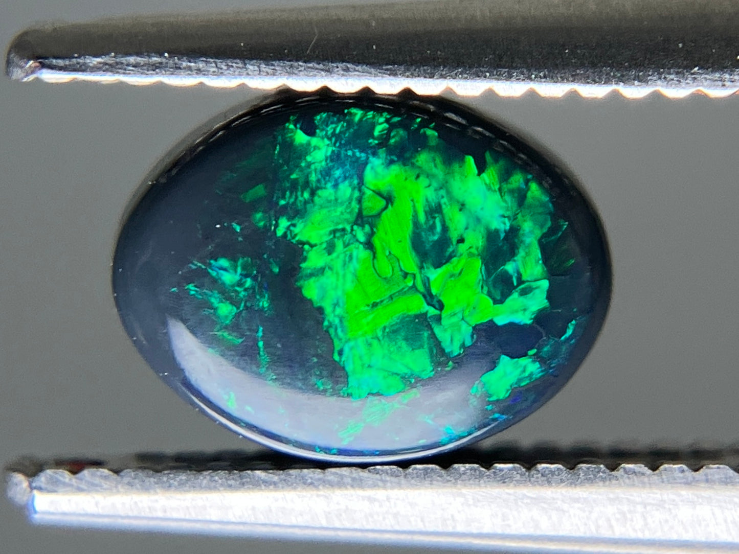 ブラックオパール 天然 0.922ct 中央宝石ソーティング付き 7.5㎜×5.6㎜×3.2㎜ ルース（ 裸石 ） 6425YY