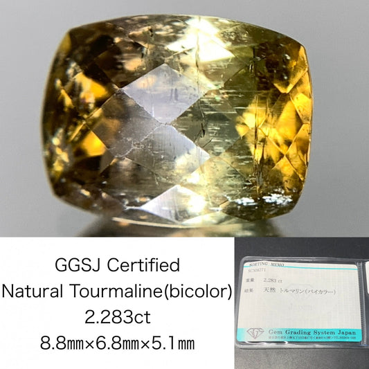 トルマリン（バイカラー） 2.283ct  宝石ソーティング付き  8.8㎜×6.8㎜×5.1㎜  天然 ルース（ 裸石 ） 4955Y