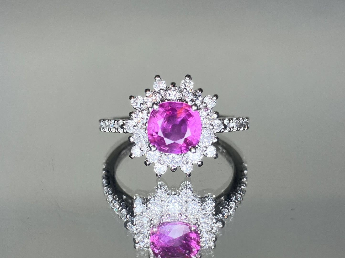 サファイア 1.15ct 非加熱　NoHeat GIA鑑別書 D0.89ct PT900 5.76g 指輪 （JP14号） サイズ直し無料 8469SS