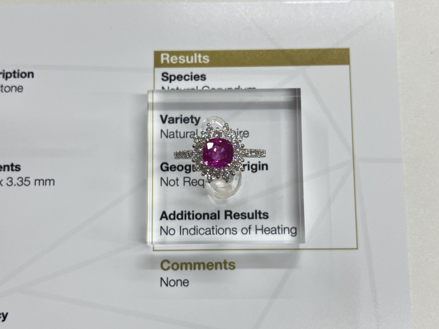 サファイア 1.15ct 非加熱　NoHeat GIA鑑別書 D0.89ct PT900 5.76g 指輪 （JP14号） サイズ直し無料 8469SS