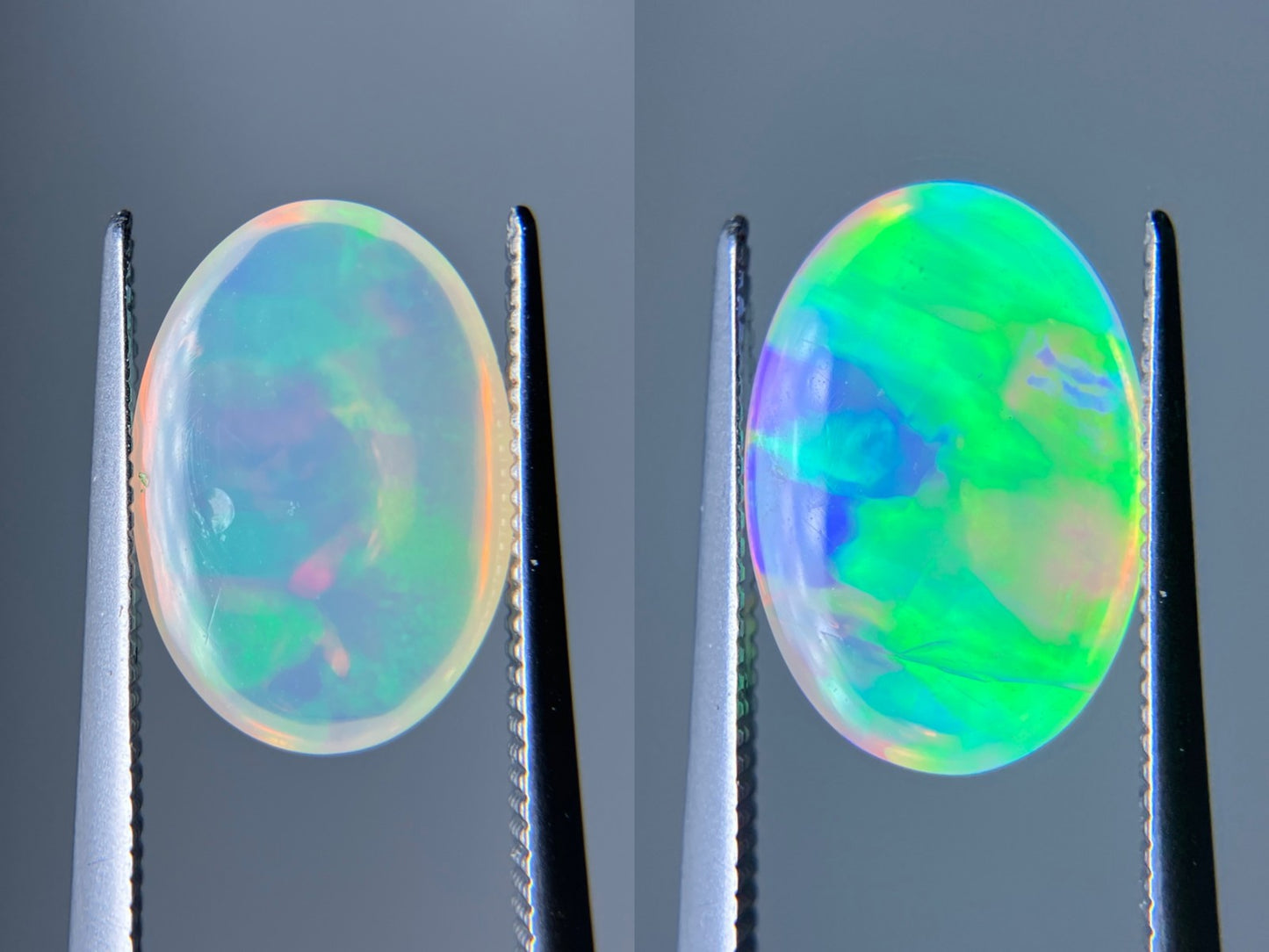 オパール（ペアセット） 2.439ct / 3.220ct 宝石鑑別書付き 13.2㎜×9.2㎜×4.8㎜ / 13.2㎜×9.1㎜×5.2㎜ ルース（ 裸石 ） 3385S