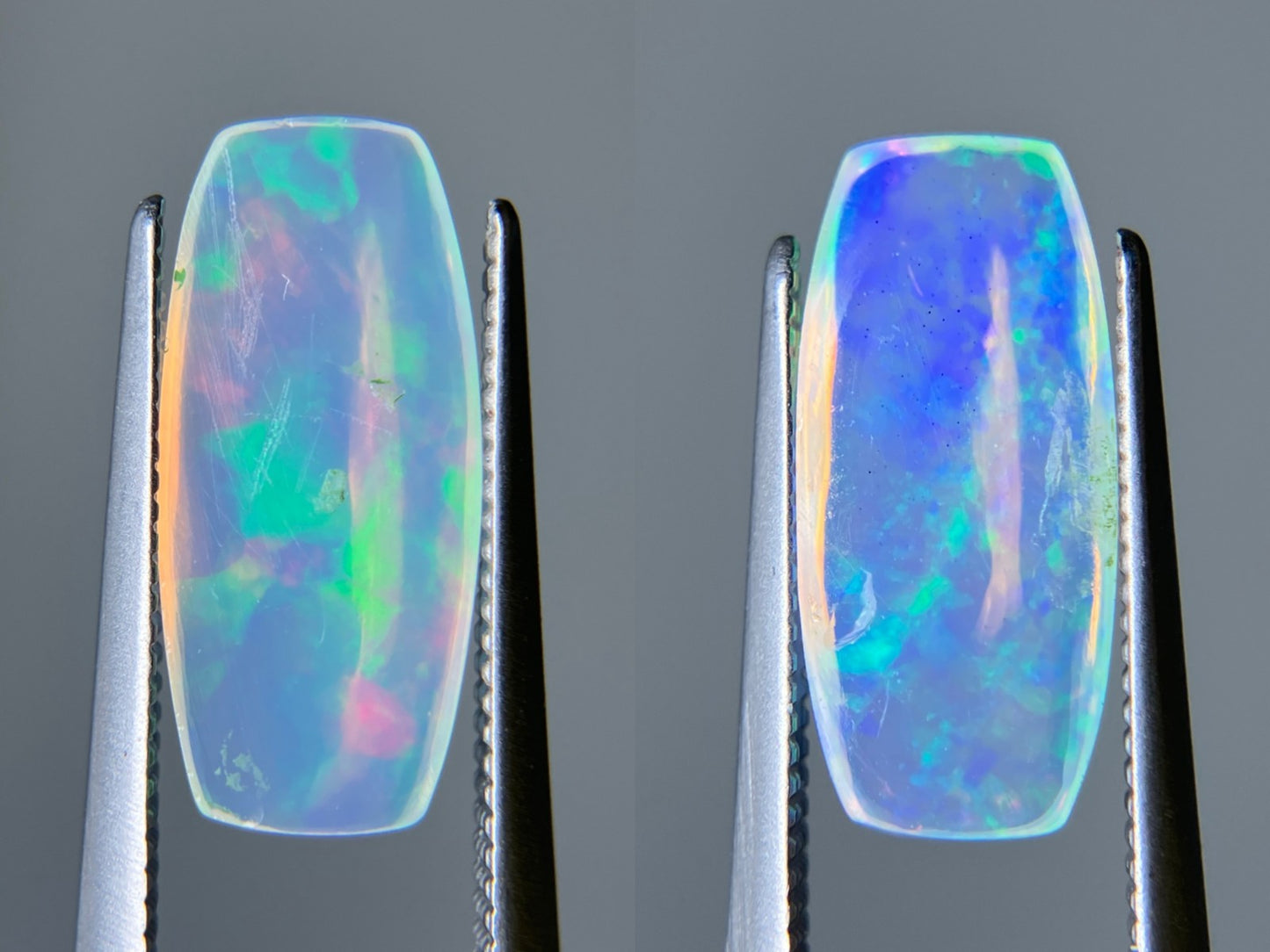 オパール（ペアセット） 1.462ct / 2.078ct 宝石鑑別書付き 14.3㎜×6.5㎜×3.3㎜ / 14.3㎜×6.5㎜×3.5㎜ ルース（ 裸石 ） 3518S