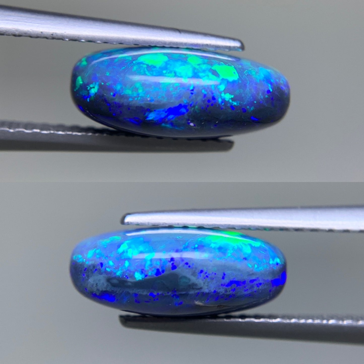 ブラックオパール(両面遊色) 天然 3.405ct カン有り 中央宝石ソーティング付き 12.4㎜×8.5㎜×5.1㎜ ルース（ 裸石 ） 7547Y