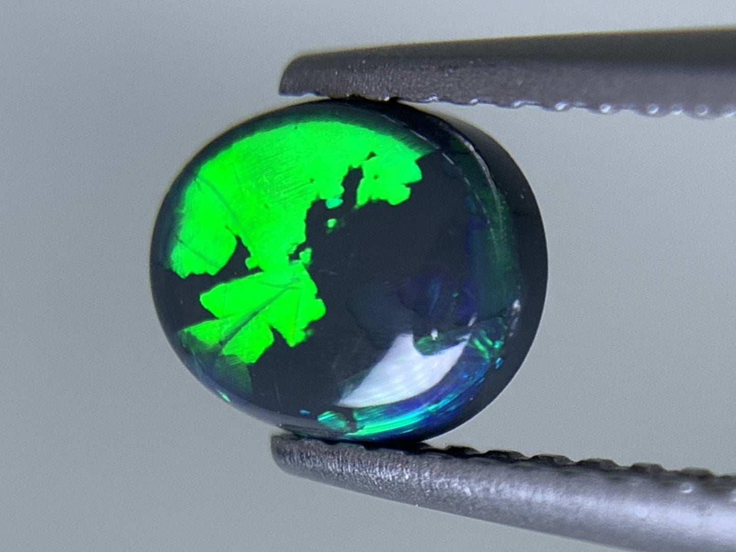 ブラックオパール 天然 0.785ct 中央宝石ソーティング付き 6.8㎜×5.6㎜×3.2㎜ ルース（ 裸石 ） 6642Y
