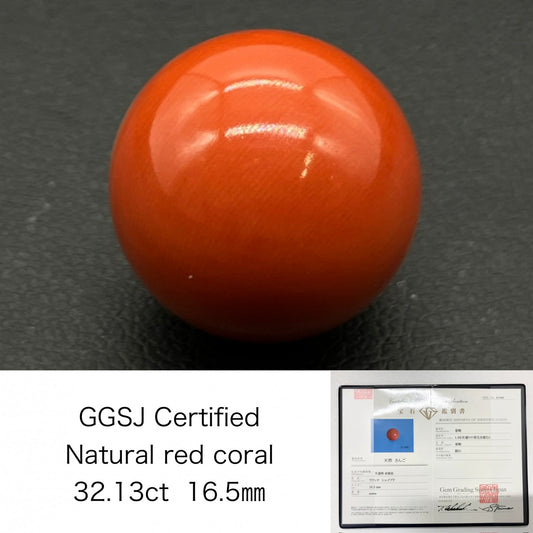 サンゴ　赤珊瑚　 32.13ct 宝石鑑別書付き 16.5㎜ ルース（ 裸石 ） 4467S