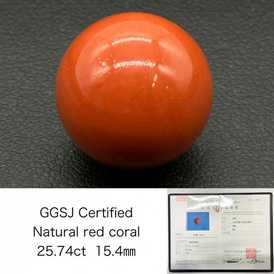 サンゴ　赤珊瑚 25.74ct 宝石鑑別書付き 15.4㎜ ルース（ 裸石 ） 4468S