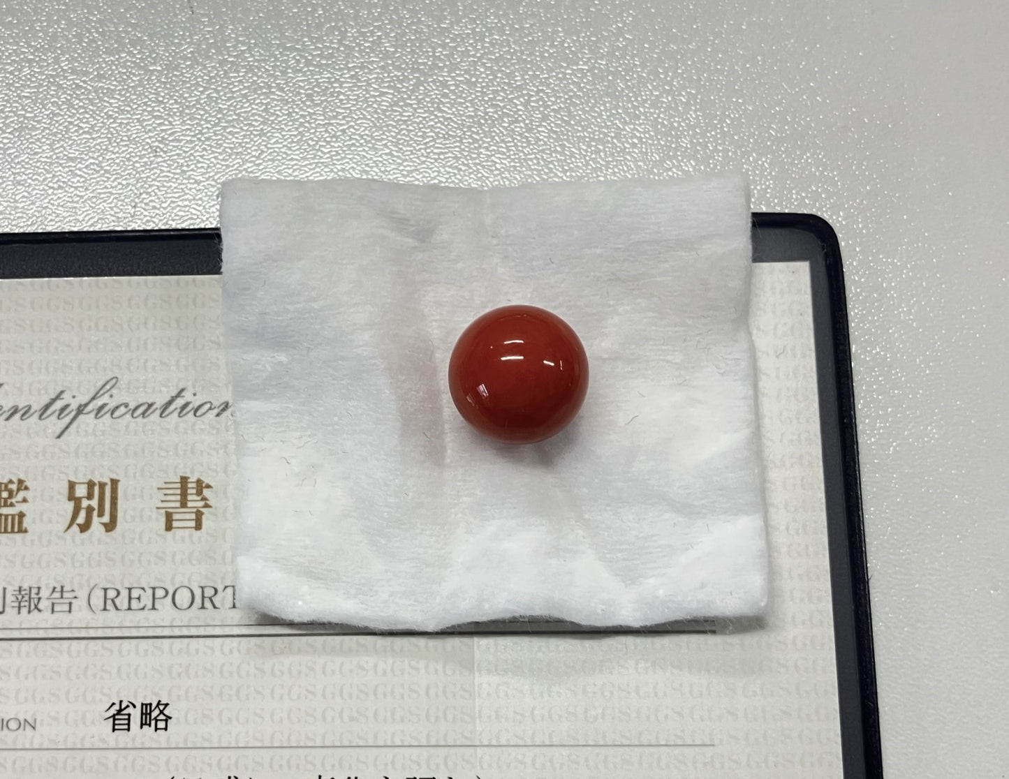 サンゴ　赤珊瑚 24.52ct 宝石鑑別書付き 15.1㎜ ルース（ 裸石 ） 4473S