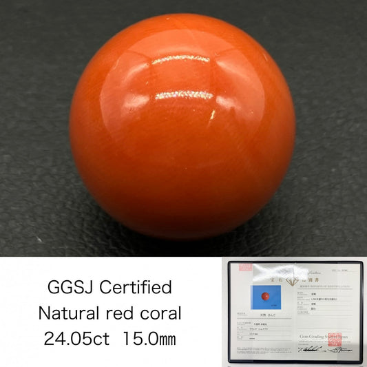 サンゴ　赤珊瑚 24.05ct 宝石鑑別書付き 15.0㎜ ルース（ 裸石 ） 4472S